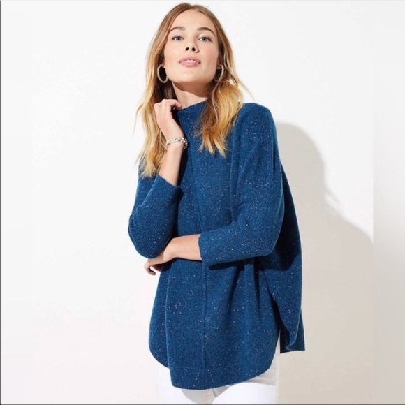 LOFT Sweaters - LOFT Flecked Mock Neck Poncho Sweater
